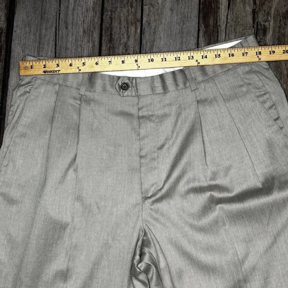 Haggar Black Label Men’s Dress Gray Pants 38x30 Micromattique Gab Pleated Cuffed